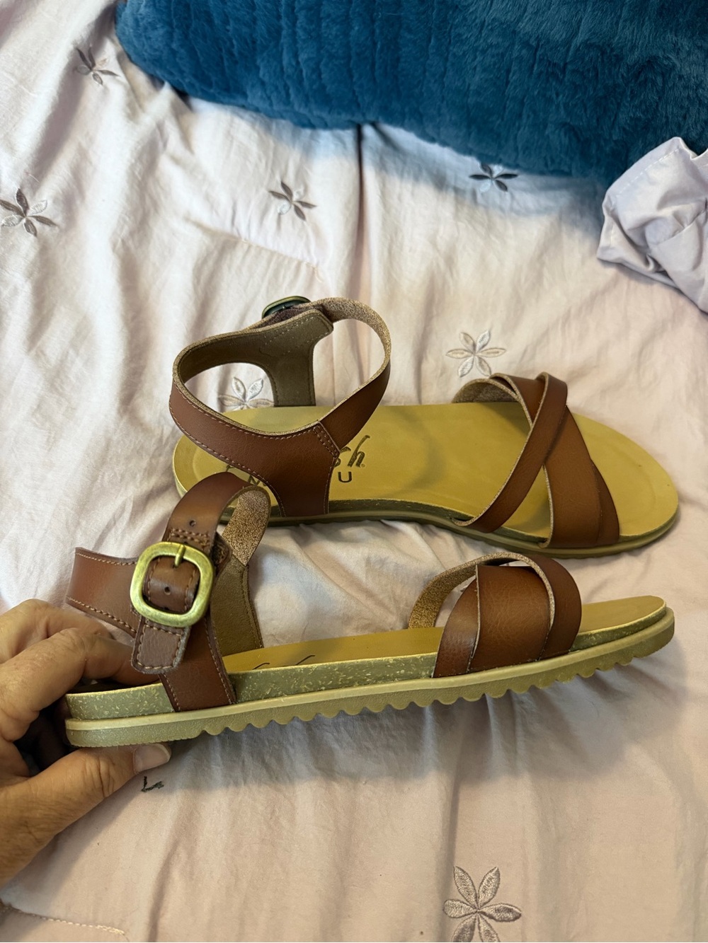 Malibu Blowfish Tan Crisscross Ankle-Strap Sandals - Picture 4 of 10